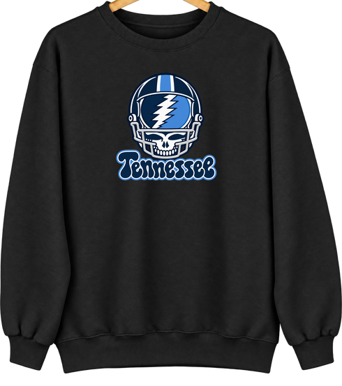 Tennessee Helmet Stealie Premium Unisex Crewneck — Tennessee Titans — Black