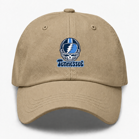 Tennessee Helmet Stealie Premium Unisex Dad Hat — Tennessee Titans — Khaki