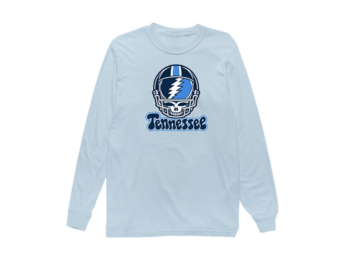 Tennessee Helmet Stealie Premium Unisex Long-Sleeve — Tennessee Titans — Chambray