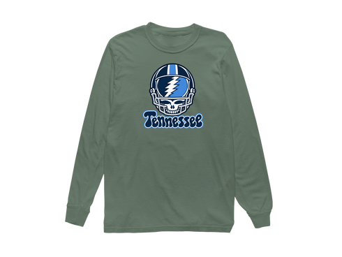 Tennessee Helmet Stealie Premium Unisex Long-Sleeve — Tennessee Titans — Light Green
