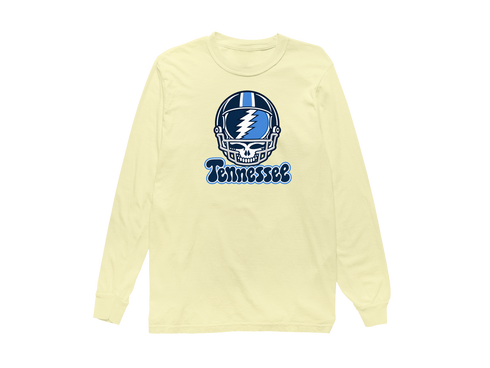 Tennessee Helmet Stealie Premium Unisex Long-Sleeve — Tennessee Titans — Butter