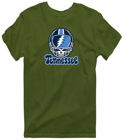Tennessee Helmet Stealie Premium Unisex T-Shirt — Tennessee Titans — Military Green