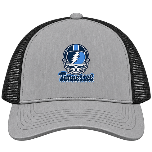 Tennessee Helmet Stealie Premium Unisex Trucker Cap — Tennessee Titans — Heather Grey/Black
