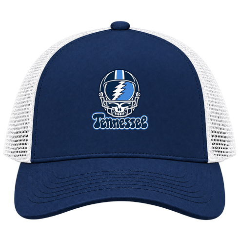 Tennessee Helmet Stealie Premium Unisex Trucker Cap — Tennessee Titans — Navy/White