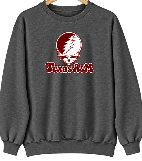 Texas A&M Stealie Premium Unisex Crewneck — Design: Texas A&M University — Dark Heather