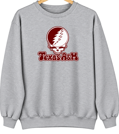 Texas A&M Stealie Premium Unisex Crewneck — Design: Texas A&M University — Sport Grey