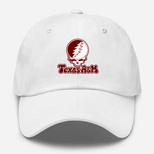 Texas A&M Stealie Premium Unisex Dad Hat — Design: Texas A&M University — White