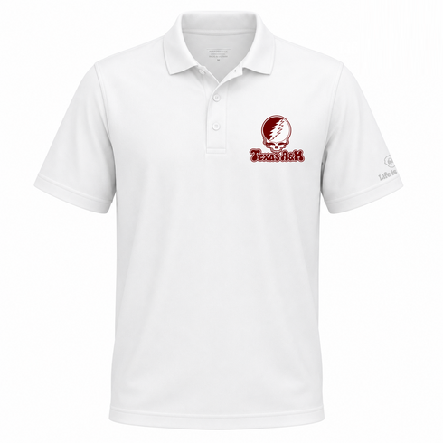 Texas A&M Stealie Premium Unisex Polo — Design: Texas A&M University — White