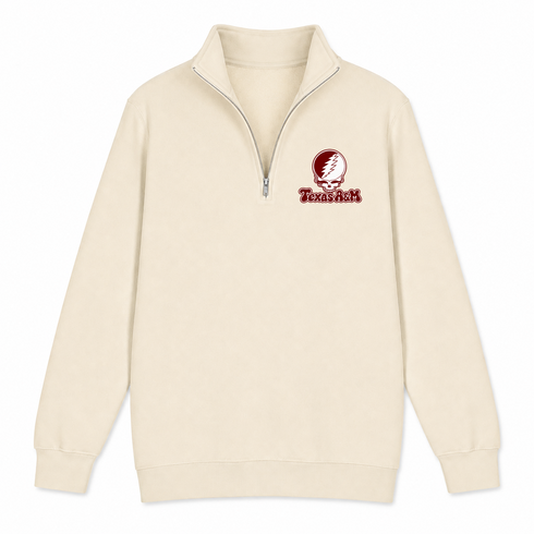 Texas A&M Stealie Premium Unisex Quarter-Zip — Design: Texas A&M University — Sand