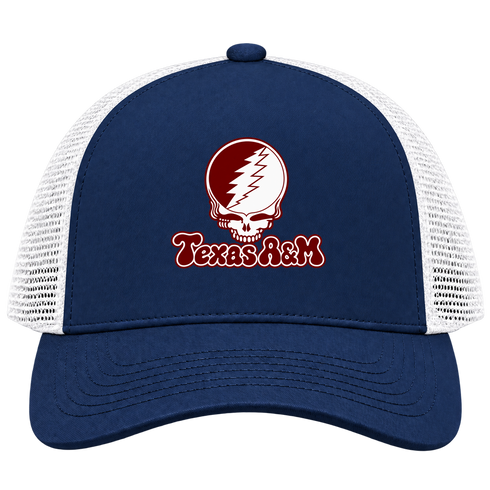 Texas A&M Stealie Premium Unisex Trucker Cap — Design: Texas A&M University — Navy/White