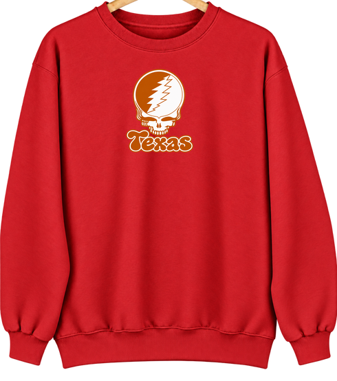 Texas Stealie Premium Unisex Crewneck — Design: Texas at Austin The University of — Red