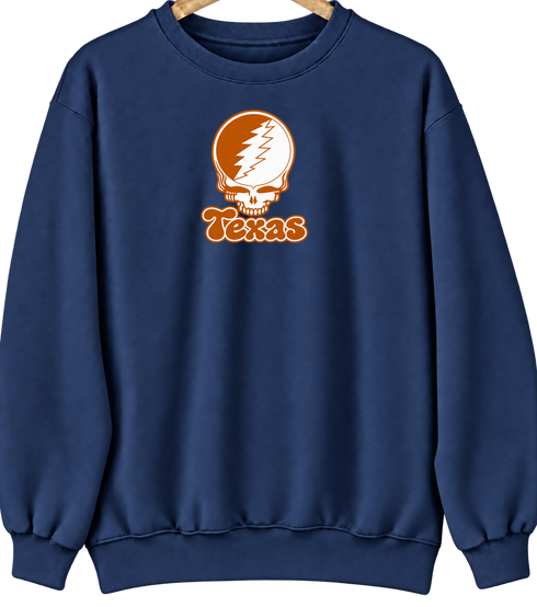 Texas Stealie Premium Unisex Crewneck — Design: Texas at Austin The University of — Navy