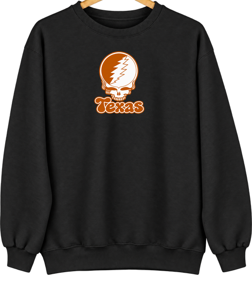 Texas Stealie Premium Unisex Crewneck — Design: Texas at Austin The University of — Black