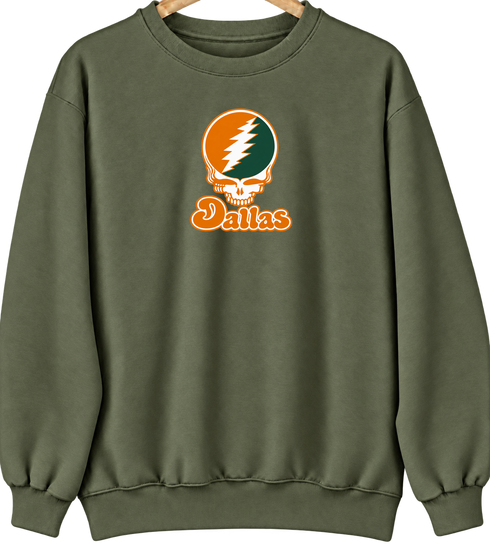 Dallas Stealie Premium Unisex Crewneck — Design: Texas at Dallas The University of — Military Green