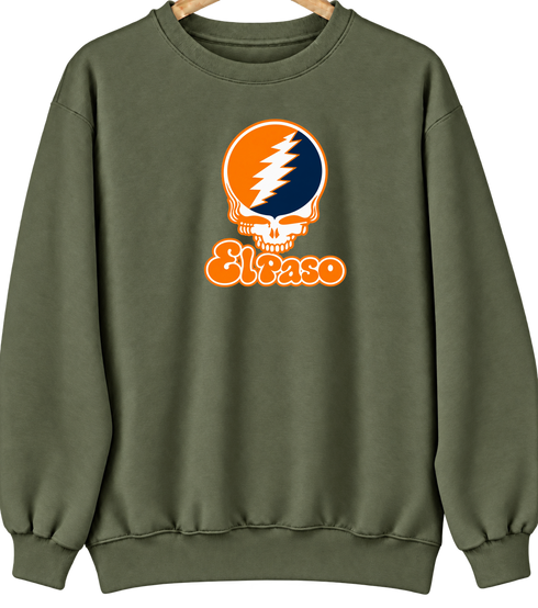 El Paso Stealie Premium Unisex Crewneck — Design: Texas at El Paso The University of — Military Green