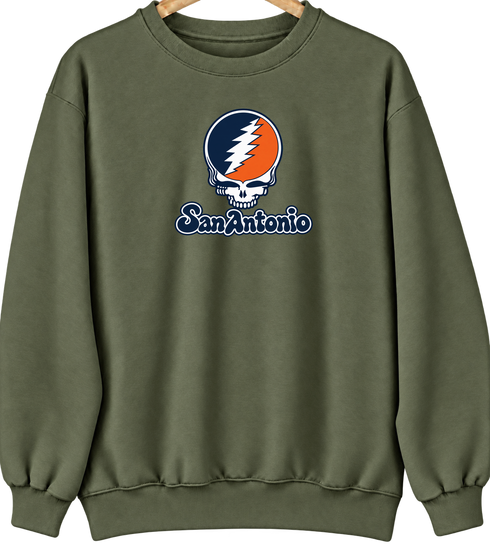 San Antonio Stealie Premium Unisex Crewneck — Design: Texas at San Antonio The University of — Military Green