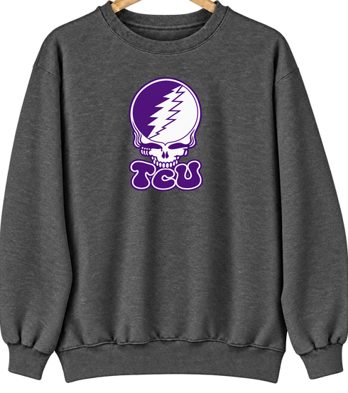 Texas Christian Stealie Premium Unisex Crewneck — Design: Texas Christian University — Dark Heather