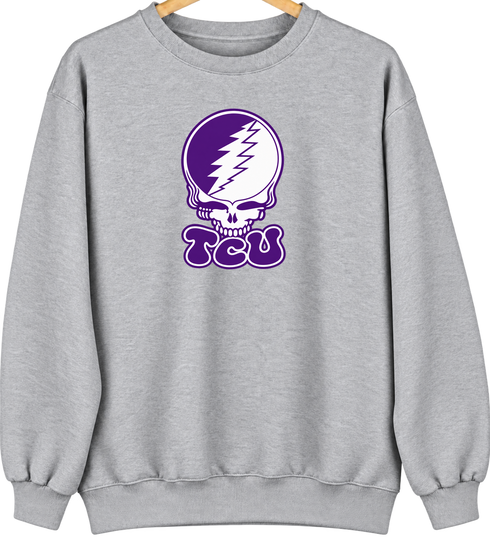 Texas Christian Stealie Premium Unisex Crewneck — Design: Texas Christian University — Sport Grey