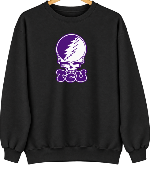 Texas Christian Stealie Premium Unisex Crewneck — Design: Texas Christian University — Black