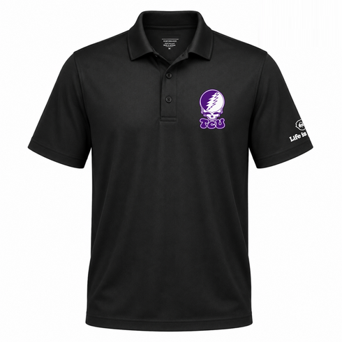 Texas Christian Stealie Premium Unisex Polo — Design: Texas Christian University — Black