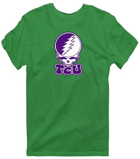 Texas Christian Stealie Premium Unisex T-Shirt — Design: Texas Christian University — Irish Green