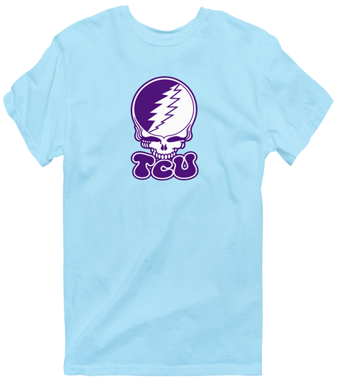Texas Christian Stealie Premium Unisex T-Shirt — Design: Texas Christian University — Light Blue