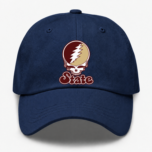 Texas Stealie Premium Unisex Dad Hat — Design: Texas State University — Navy
