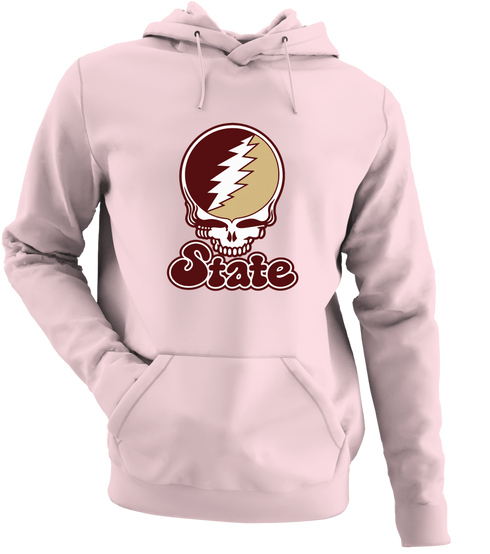 Texas Stealie Premium Unisex Hoodie — Design: Texas State University — Light Pink
