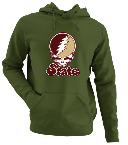 Texas Stealie Premium Unisex Hoodie — Design: Texas State University — Military Green