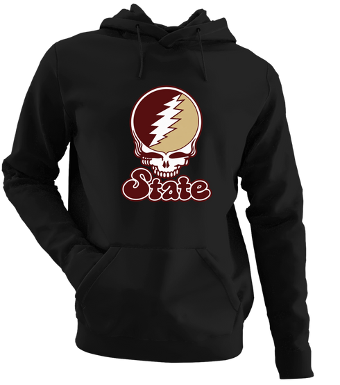 Texas Stealie Premium Unisex Hoodie — Design: Texas State University — Black