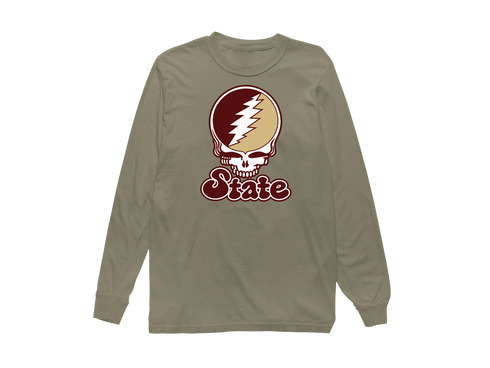 Texas Stealie Premium Unisex Long-Sleeve — Design: Texas State University — Sandstone