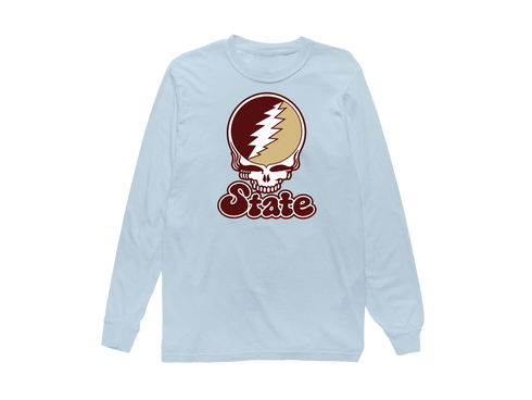 Texas Stealie Premium Unisex Long-Sleeve — Design: Texas State University — Chambray