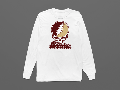 Texas Stealie Premium Unisex Long-Sleeve — Design: Texas State University — White