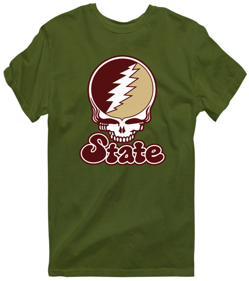 Texas Stealie Premium Unisex T-Shirt — Design: Texas State University — Military Green