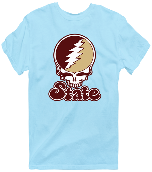 Texas Stealie Premium Unisex T-Shirt — Design: Texas State University — Light Blue