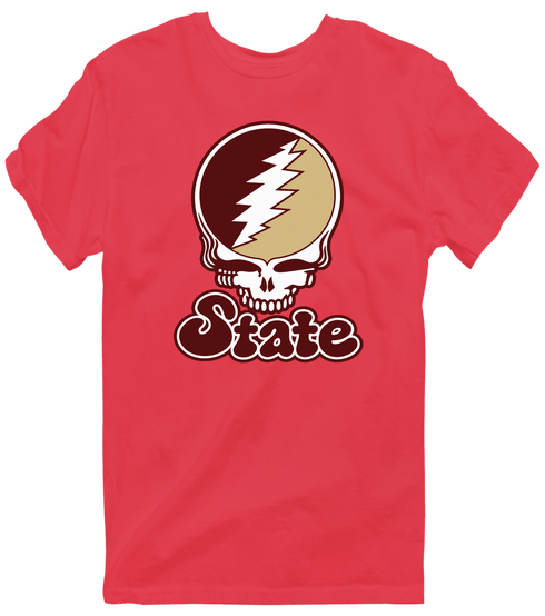 Texas Stealie Premium Unisex T-Shirt — Design: Texas State University — Heather Red