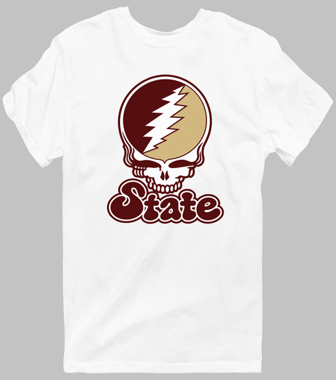 Texas Stealie Premium Unisex T-Shirt — Design: Texas State University — White
