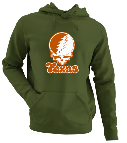 Texas Stealie Premium Unisex Hoodie — Design: Texas University of — Military Green