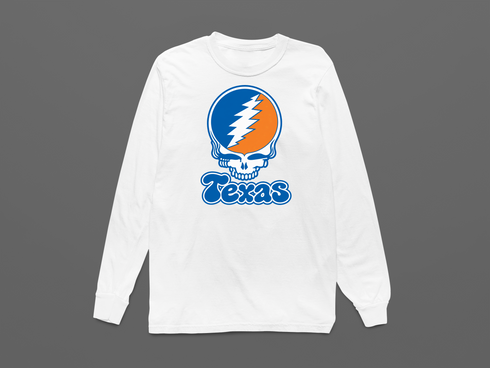 Texas Stealie Premium Unisex Long-Sleeve — Design: Texas University of — White