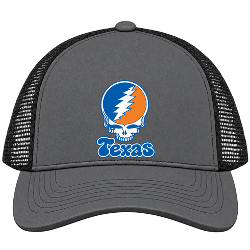 Texas Stealie Premium Unisex Trucker Cap — Design: Texas University of — Charcoal/Black