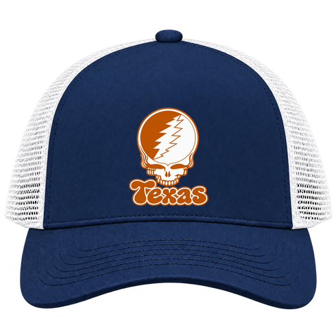 Texas Stealie Premium Unisex Trucker Cap — Design: Texas University of — Navy/White