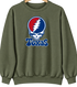 Texas Baseball Stealie Grateful Dead Crewneck — Texas Rangers — Military Green