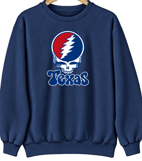 Texas Baseball Stealie Grateful Dead Crewneck — Texas Rangers — Navy