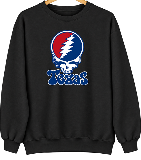 Texas Baseball Stealie Grateful Dead Crewneck — Texas Rangers — Black