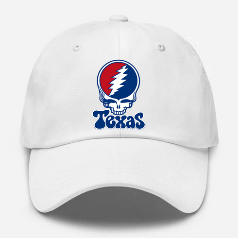 Texas Baseball Stealie Grateful Dead Dad Hat — Texas Rangers — White