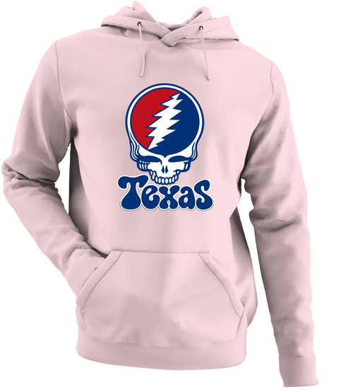 Texas Baseball Stealie Grateful Dead Hoodie — Texas Rangers — Light Pink