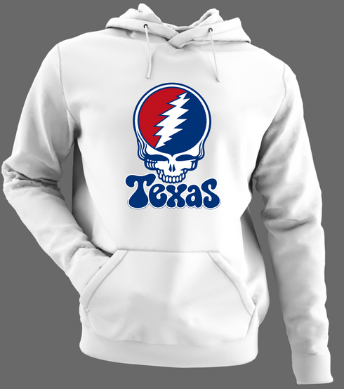 Texas Baseball Stealie Grateful Dead Hoodie — Texas Rangers — White/Grey
