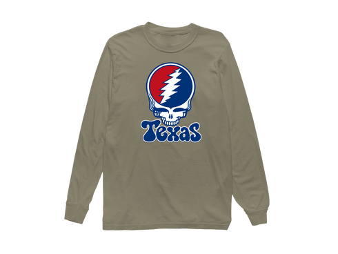 Texas Baseball Stealie Grateful Dead Long-Sleeve — Texas Rangers — Sandstone