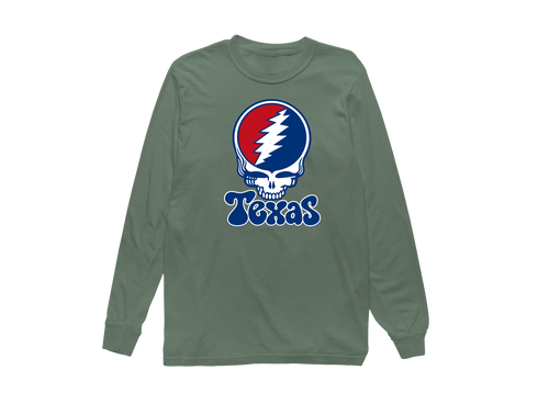 Texas Baseball Stealie Grateful Dead Long-Sleeve — Texas Rangers — Light Green
