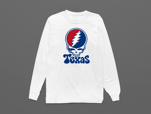 Texas Baseball Stealie Grateful Dead Long-Sleeve — Texas Rangers — White